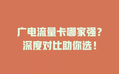 广电流量卡哪家强？深度对比助你选！