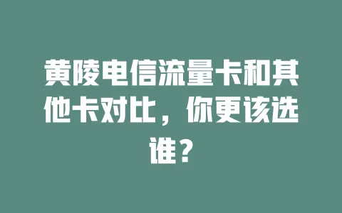 黄陵电信流量卡和其他卡对比，你更该选谁？