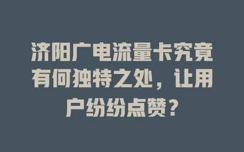 济阳广电流量卡究竟有何独特之处，让用户纷纷点赞？
