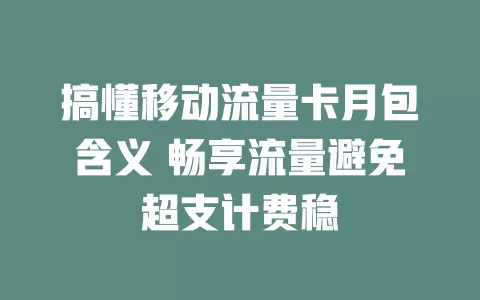搞懂移动流量卡月包含义 畅享流量避免超支计费稳