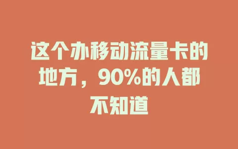 这个办移动流量卡的地方，90%的人都不知道