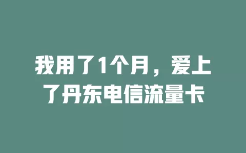 我用了1个月，爱上了丹东电信流量卡