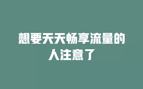 想要天天畅享流量的人注意了