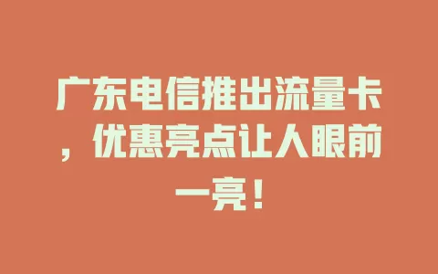 广东电信推出流量卡，优惠亮点让人眼前一亮！