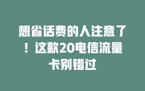 想省话费的人注意了！这款20电信流量卡别错过