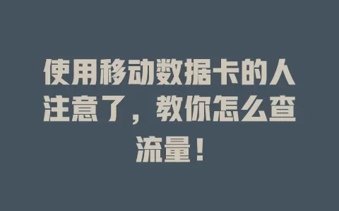 使用移动数据卡的人注意了，教你怎么查流量！