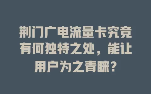 荆门广电流量卡究竟有何独特之处，能让用户为之青睐？