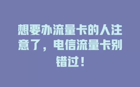 想要办流量卡的人注意了，电信流量卡别错过！