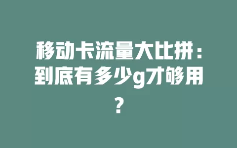 移动卡流量大比拼：到底有多少g才够用？