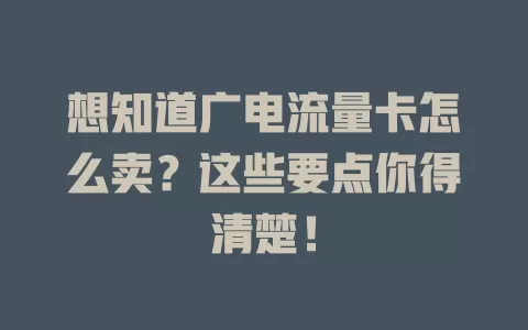 想知道广电流量卡怎么卖？这些要点你得清楚！