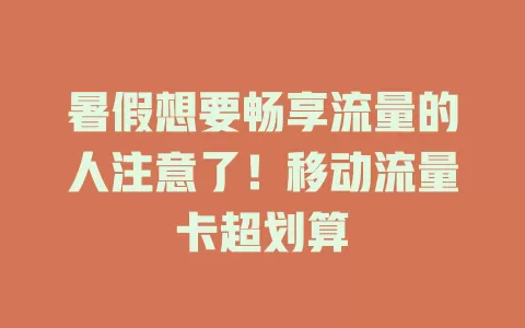 暑假想要畅享流量的人注意了！移动流量卡超划算