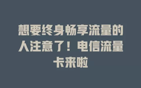 想要终身畅享流量的人注意了！电信流量卡来啦