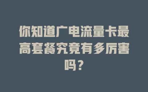 你知道广电流量卡最高套餐究竟有多厉害吗？