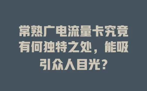 常熟广电流量卡究竟有何独特之处，能吸引众人目光？