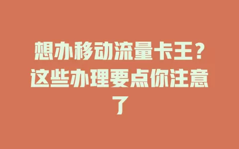 想办移动流量卡王？这些办理要点你注意了