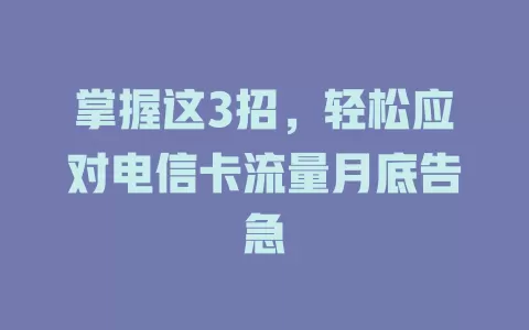 掌握这3招，轻松应对电信卡流量月底告急