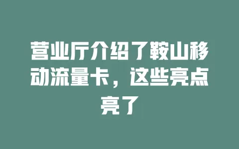 营业厅介绍了鞍山移动流量卡，这些亮点亮了