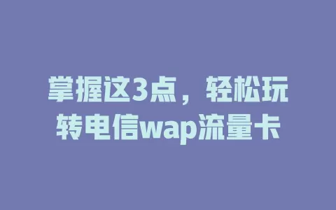 掌握这3点，轻松玩转电信wap流量卡