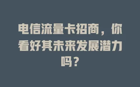 电信流量卡招商，你看好其未来发展潜力吗？