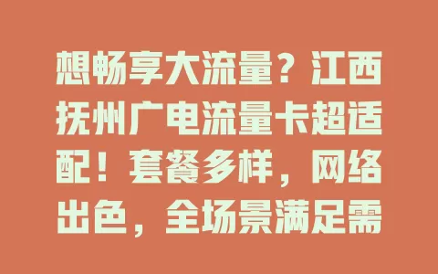 想畅享大流量？江西抚州广电流量卡超适配！套餐多样，网络出色，全场景满足需求，告别流量烦恼