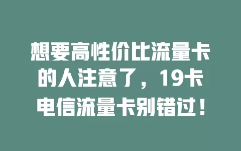 想要高性价比流量卡的人注意了，19卡电信流量卡别错过！