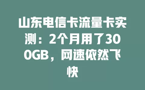 山东电信卡流量卡实测：2个月用了300GB，网速依然飞快