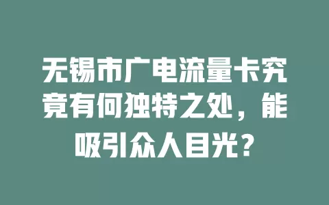 无锡市广电流量卡究竟有何独特之处，能吸引众人目光？