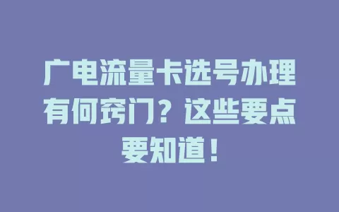 广电流量卡选号办理有何窍门？这些要点要知道！