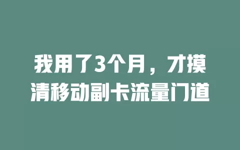 我用了3个月，才摸清移动副卡流量门道