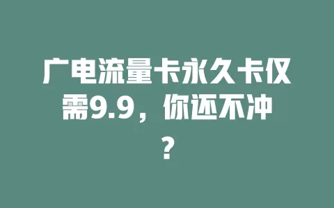 广电流量卡永久卡仅需9.9，你还不冲？