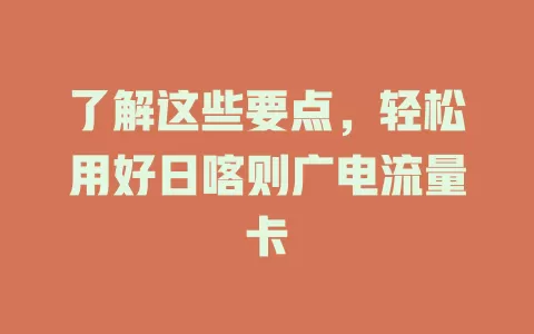 了解这些要点，轻松用好日喀则广电流量卡