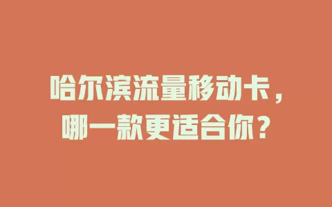 哈尔滨流量移动卡，哪一款更适合你？