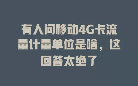 有人问移动4G卡流量计量单位是啥，这回答太绝了