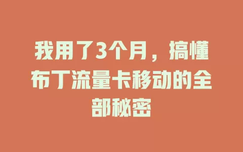 我用了3个月，搞懂布丁流量卡移动的全部秘密