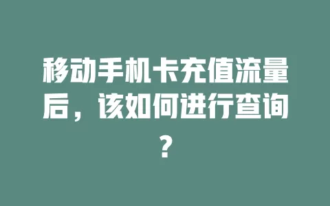 移动手机卡充值流量后，该如何进行查询？