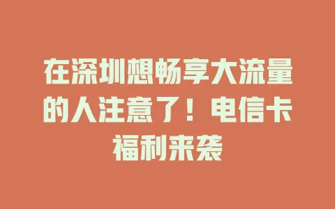 在深圳想畅享大流量的人注意了！电信卡福利来袭
