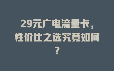 29元广电流量卡，性价比之选究竟如何？