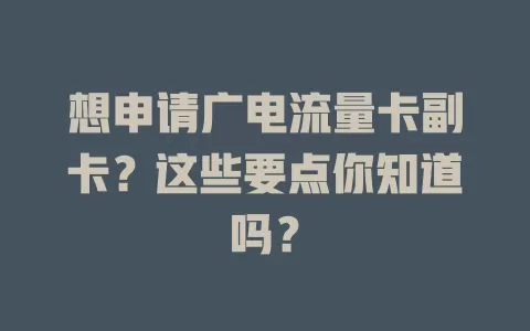 想申请广电流量卡副卡？这些要点你知道吗？