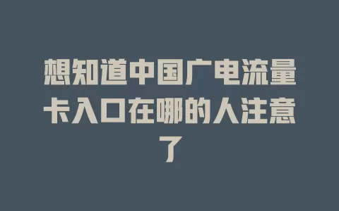 想知道中国广电流量卡入口在哪的人注意了