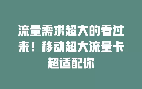 流量需求超大的看过来！移动超大流量卡超适配你