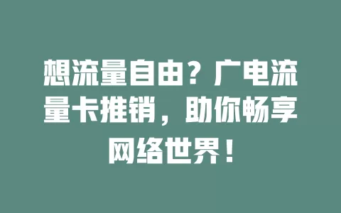 想流量自由？广电流量卡推销，助你畅享网络世界！