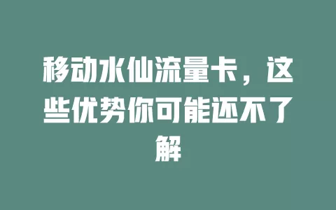 移动水仙流量卡，这些优势你可能还不了解