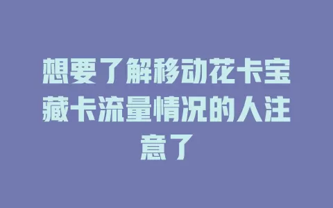 想要了解移动花卡宝藏卡流量情况的人注意了