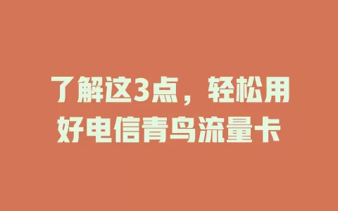 了解这3点，轻松用好电信青鸟流量卡