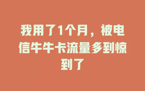 我用了1个月，被电信牛牛卡流量多到惊到了