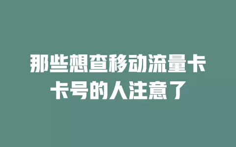 那些想查移动流量卡卡号的人注意了