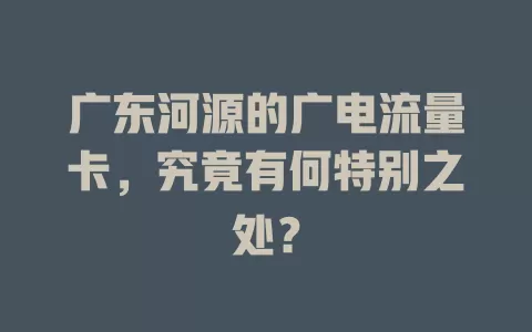 广东河源的广电流量卡，究竟有何特别之处？