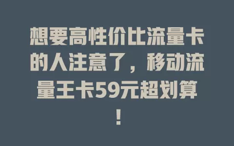 想要高性价比流量卡的人注意了，移动流量王卡59元超划算！