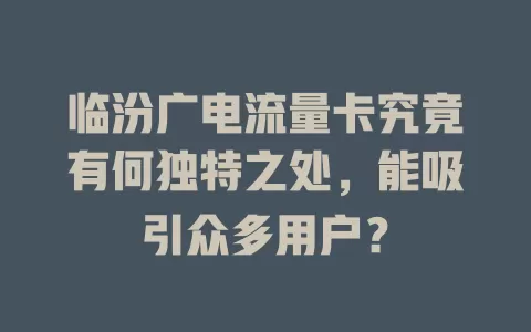 临汾广电流量卡究竟有何独特之处，能吸引众多用户？