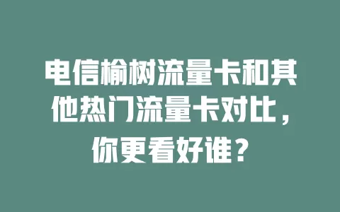 电信榆树流量卡和其他热门流量卡对比，你更看好谁？
